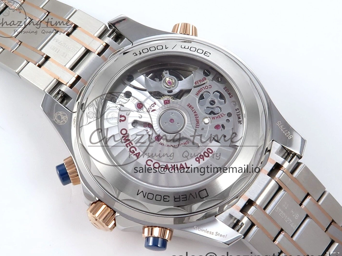 0131 Seamaster 300m Chrono SS RG OMF 1:1 Best Edition Blue Dial on SS RG Bracelet A Timeless 7686